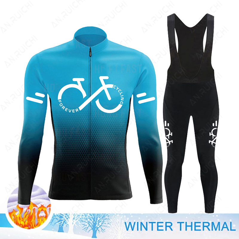 Cycling Gear Jersey - 2023 冬サーマルフリースサイクリングジャージセットメンズ Mountian 自転車服着用 Ropa Ciclismo