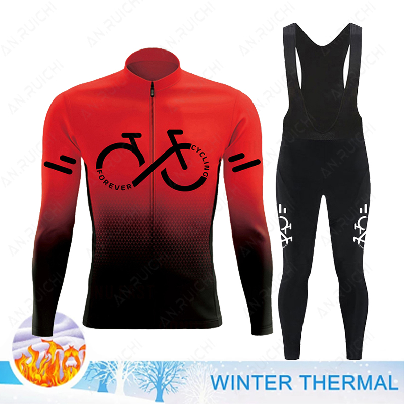 2023 冬サーマルフリースサイクリングジャージセットメンズ - Cycling Gear Jersey のレビューと価格