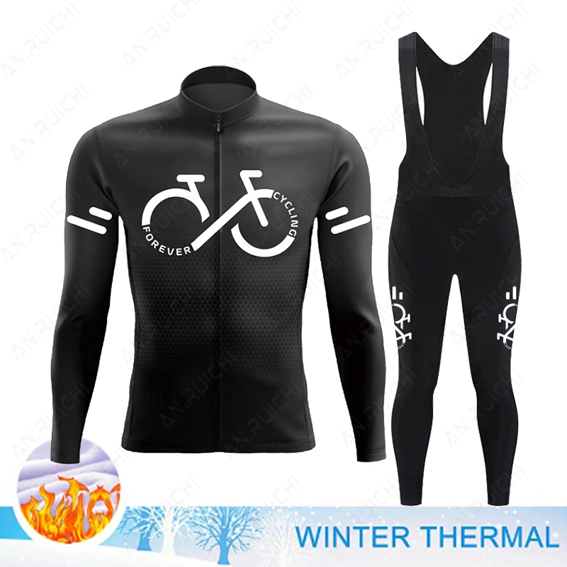 2023 冬サーマルフリースサイクリングジャージセットメンズ - Cycling Gear Jersey のレビューと価格